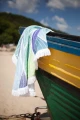 Okrągły ręcznik plażowy Bałtyk na statku na plaży